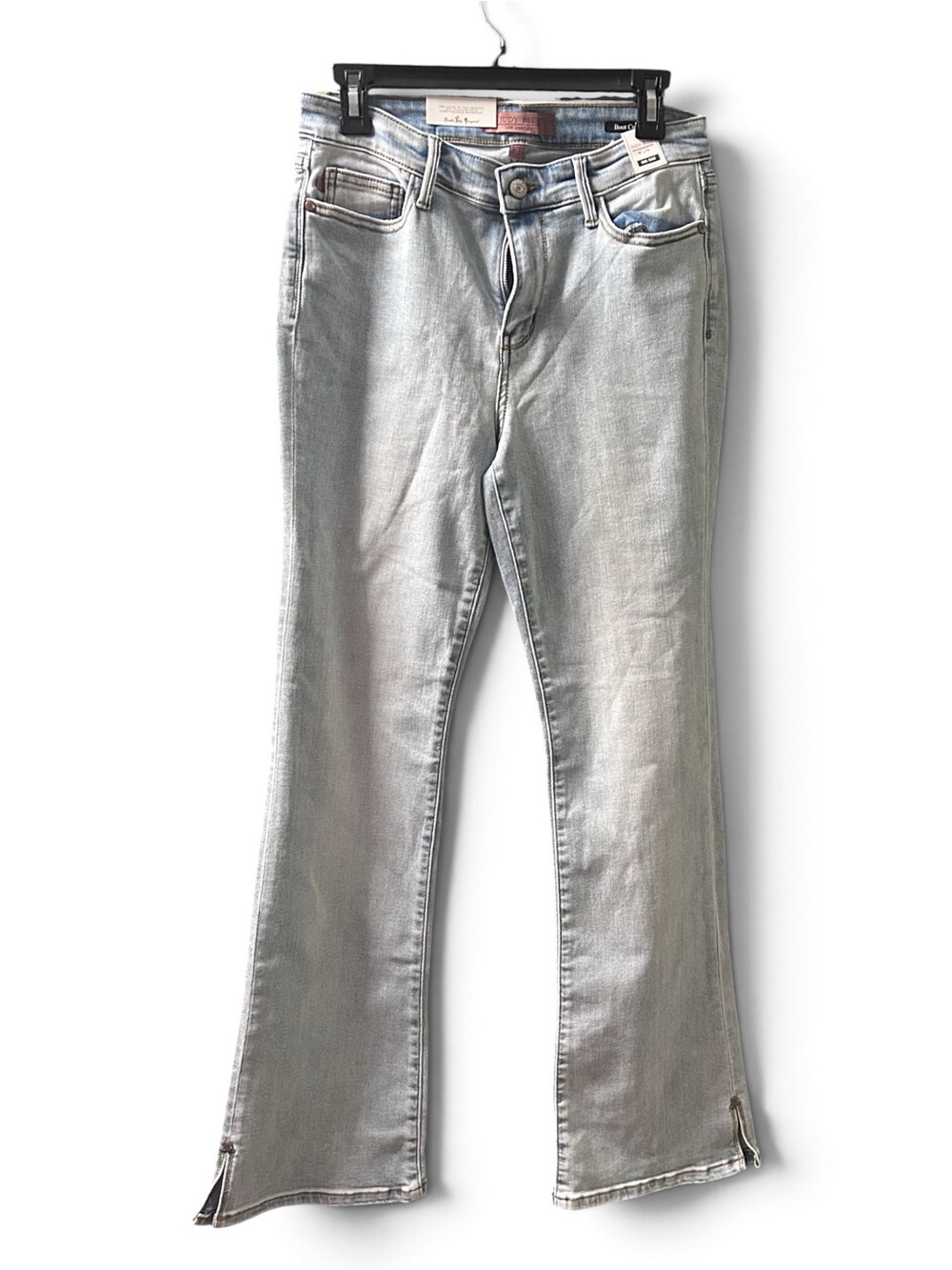 Judy Blue Light Wash Flare Jeans with Split Hem Detail